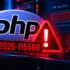 Portada sobre la vulnerabilidad CVE-2026-115560 en PHP, con el logo de PHP, una alerta de seguridad, código de sesión y una figura asociada a un ciberataque.